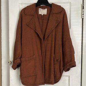 Pilcro Brown Teddy Jacket Oversized Relaxed Fit M